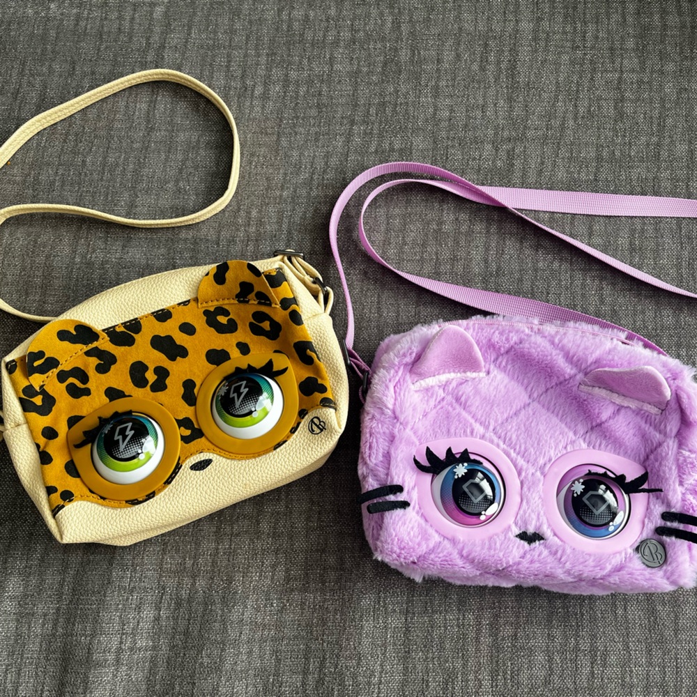 Purse Pets - Leopard and Cat Eye Kids Bags - cream/leopard and plush purple